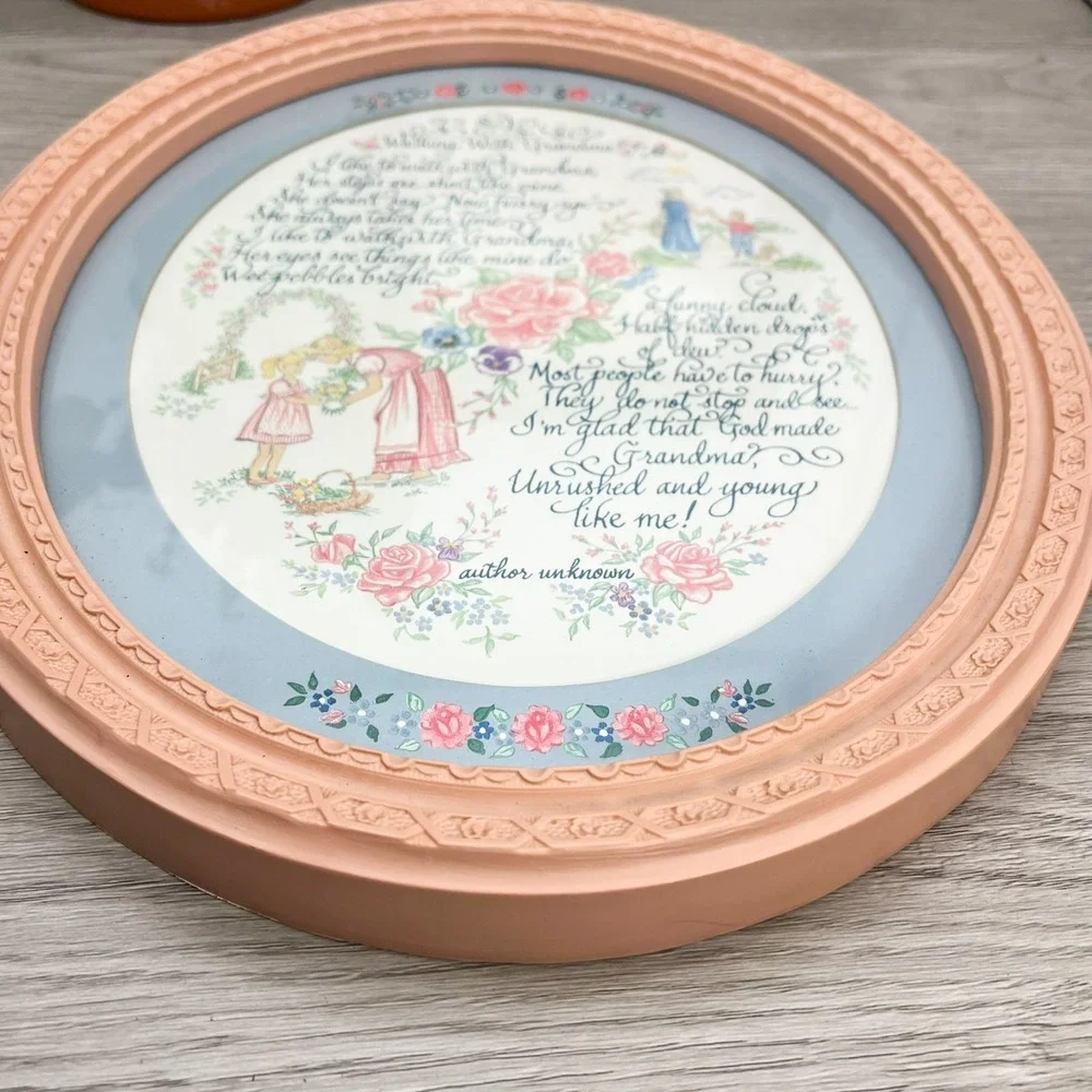 Home Interiors Walking With Grandma Oval Picture Poem Homco Vintage 11x13.5